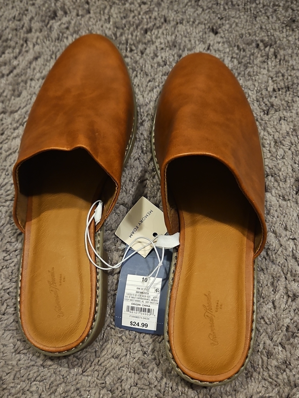 Universal Thread Tan Slip-On Leather Mule
